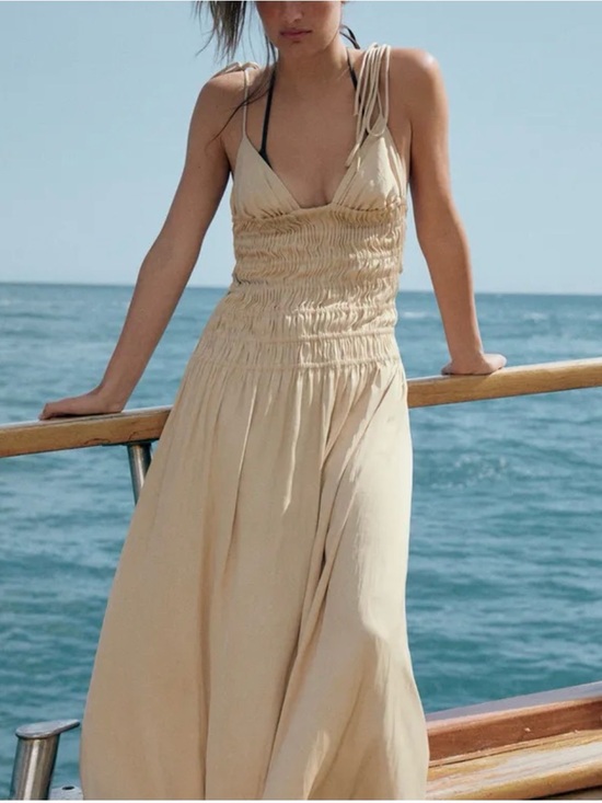 Zara Dresses & Skirts - Zara Cream Smocked Maxi Dress